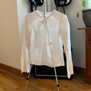 100% Silk Smocked-Sleeve Blouse